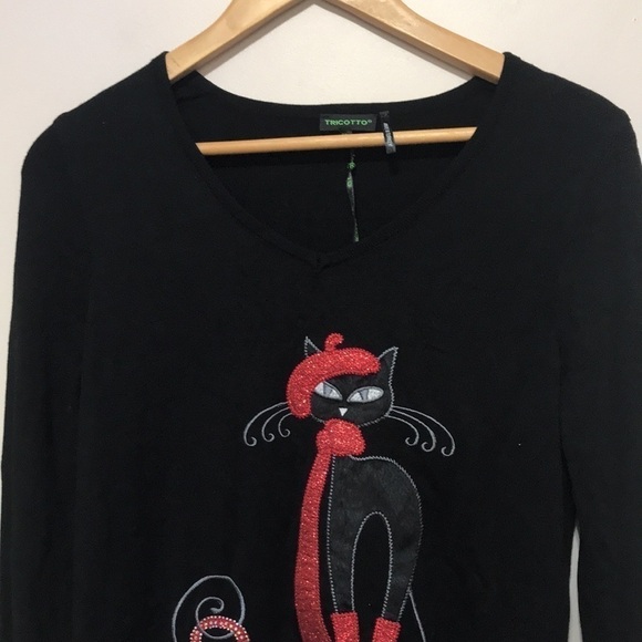 Nwt Tricotto knit tunic/sweater fashionable "Cat" Paris Girl long sleeve XS - Picture 6 of 13
